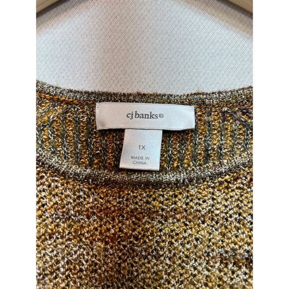 Cj Banks Womens Pullover Sweater Knit Long Sleeve Size 1X Brown Stripe Oversized - Picture 3 of 12